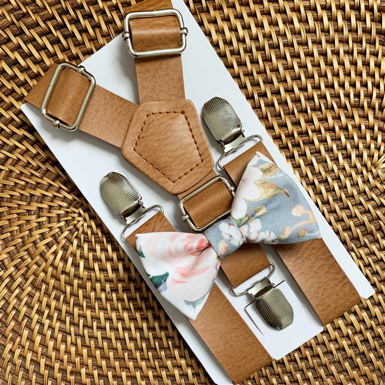 Bow Tie & Suspenders Floral Bow Tie and Leather Suspenders Etsy