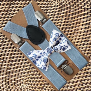 Dusty Blue Bow Tie & Suspenders, Ring Bearer Outfit, Ring Bearer Gift, Dusty Blue Wedding Outfits, Davids Bridal, Bowtie, Groomsmen Gift image 2