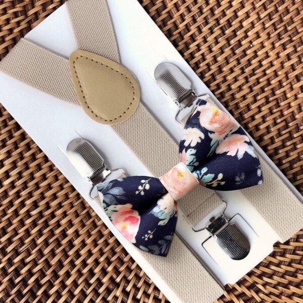 Navy Blush Bow Tie Etsy