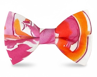 Preppy Bow Tie for Toddlers and Men, Wedding Bowtie Orange & Pink, Handmade