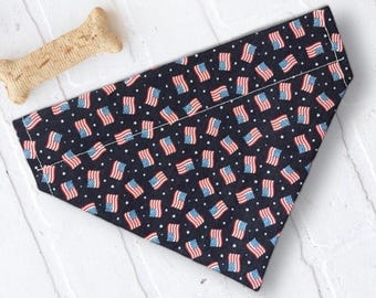 4th of July Dog Bandana, Over the Collar in Red White and Blue