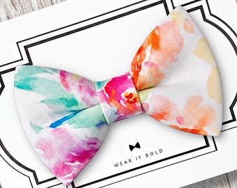 Floral Pet Bow Tie - Watercolor Detachable Collar Accessory for Dogs and Cats