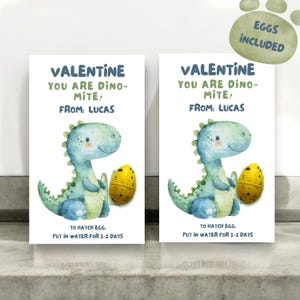 Tarjeta de San Valentín con dinosaurios, tarjeta de San Valentín con dinosaurios Dinomite para niños, tarjeta de San Valentín con huevos de dinosaurios para el aula, sin dulces impresos