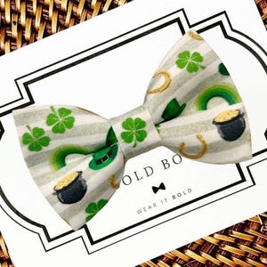 St. Patrick's Day Clover Dog Bow Tie, Pet Collar Accessory