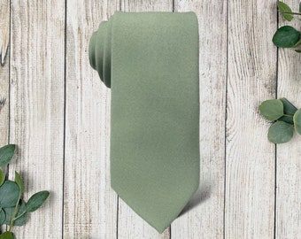 Sage Necktie for Weddings, Groomsman Gift, Groomsman Proposal, Dusty Sage Green Wedding, Sage Ties for Men, Groomsmen Gift, Sage Neckties