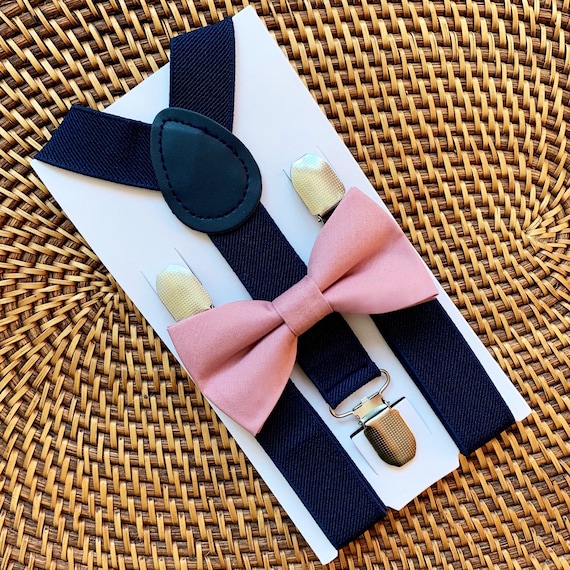 Dusty Rose Bow Tie Navy Suspenders Mauve Bow Tie Navy Blue Suspenders Baby Suspenders Ring Bearer Outfit Boys Suspenders Wedding Etsy