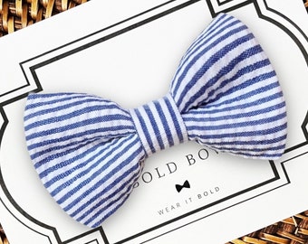 Easter Dog Bow Tie, Navy Blue Seersucker Bow Tie for Dogs, Cats, Pets, Bowtie, Nerd Bow Ties, Dog Lover Gift, Dog Accessories, Dog Gift