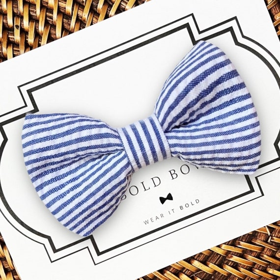 Easter Dog Bow Tie, Navy Blue Seersucker Bow Tie for Dogs, Cats, Pets, Bowtie, Nerd Bow Ties, Dog Lover Gift, Dog Accessories, Dog Gift