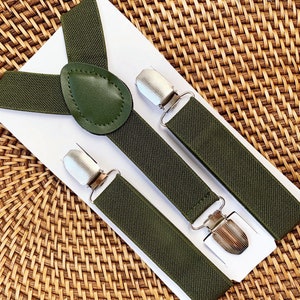 Olive Green Suspenders, Mens Suspenders, Boys Suspenders, Boho Wedding, Boy Suspenders, Ring Bearer Outfit, Rustic Wedding