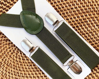 Olive Green Suspenders, Mens Suspenders, Boys Suspenders, Boho Wedding, Boy Suspenders, Ring Bearer Outfit, Rustic Wedding