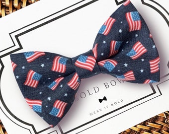 Red White & Blue 4th of July Dog Bow Tie, USA, Patriotic Bow Tie for Dogs, Cats, Independence Day Dog Bowtie, Dog Accessories, Dog Gift
