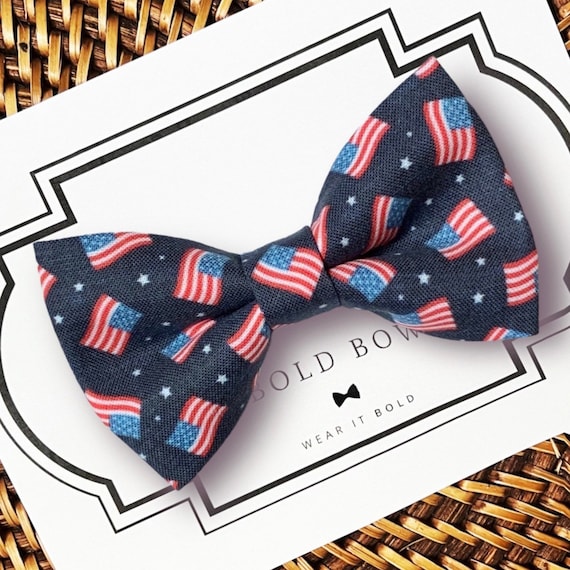 Flag Dog Bow Tie, 4th of July Dog Bow Tie, USA, Patriotic Bow Tie for Dogs, Cats, Independence Day Dog Bowtie, Dog Accessories, Dog Gift