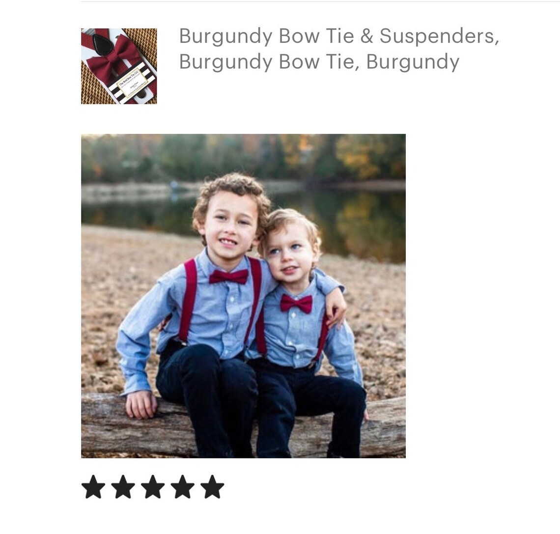 burgundy suspenders and tie