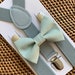 Sage Green Bow Tie & Grey Suspenders, Easter Bow Tie, Wedding,Green Bow Tie, Ring Bearer Outfit, Bow Ties, Bow Ties for Men, Boys, Groomsmen 