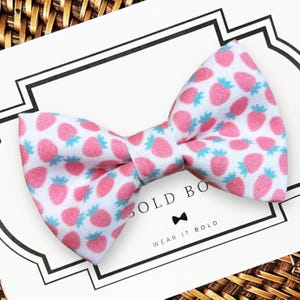 Strawberry Dog Bow Tie, Summer Bow Tie, Cat Bow Tie, Dog Bowtie, Dog Lover Gift, Dog Accessories, Dog Gift, Dog Bows for Collar, Dogs