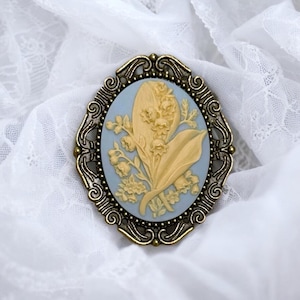 Lily of the Valley Brooch, May Flower Cameo Brooch for Woman Birthday Gift, Vintage Brooch Mothers Day Gift for Her Flower Brooch Pin