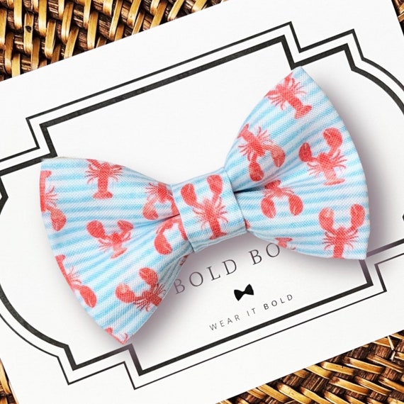 Nautical Lobster Dog Bow Tie, Summer Dog Bow Tie, Dog Mom Gift, Pet Gifts, Gifts for Dog Lovers, Dog Bowtie, Dog Gifts