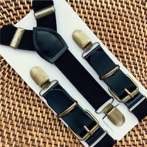 Black Suspenders, Rustic Faux Leather Buckle Suspenders, Ring Bearer Outfit, Wedding Suspenders, Groomsmen, Mens, Womens, Ring Bearer Gift