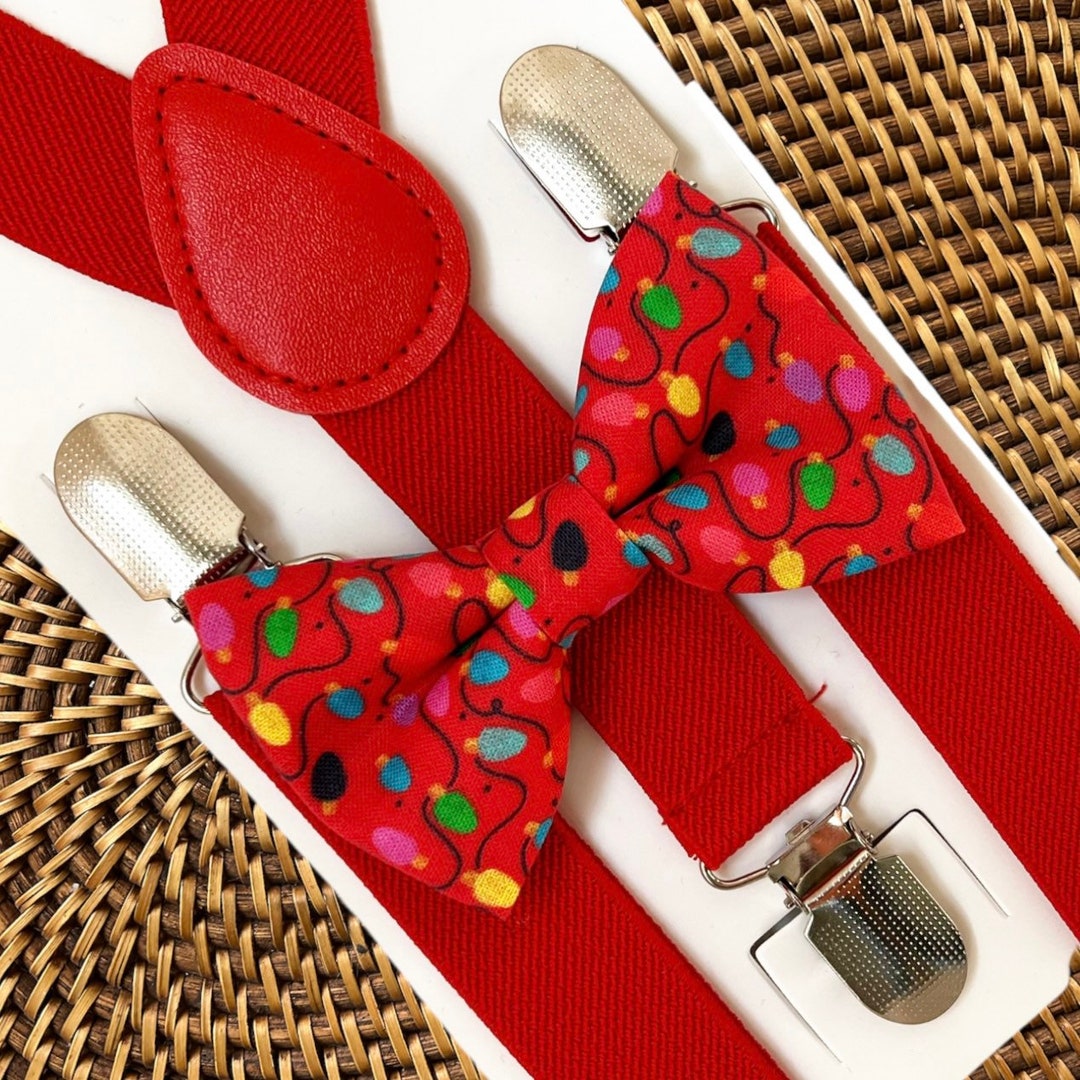 Lights Christmas Bow Tie & Suspenders, Bow Tie, Boys Bow Tie, Toddler