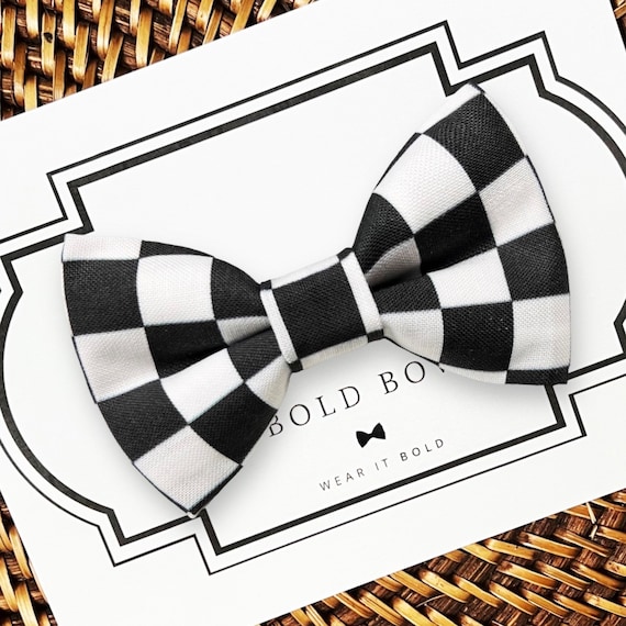 Black and White Dog Bow Tie, Checkered Flag Dog Bow, Race Day, Drag Racing, Dirt Track Racing, Dirt Bike, Dog Racing Bow Tie, Bike Racing