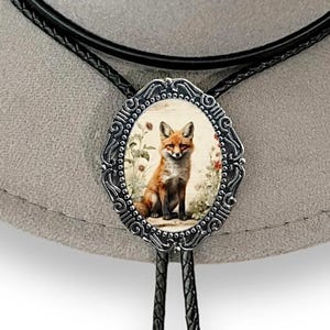 Corbata bolo Fox - Regalos para él, corbata de boda occidental de cuero indio, collar para hombre, bola con cabujón, corbatas bolo de rodeo