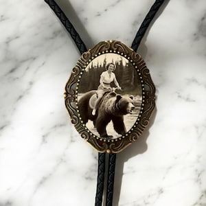 Bolo Tie for Men or Women Vintage, Funny Cowboy Western Jewelry with Bear, Mexican Rodeo Gifts for Men and Women, Gift for Him or Her