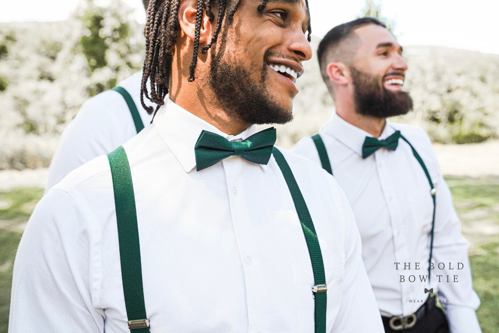 Coool Mens Emerald Green Bow Tie & Suspender Set – Wedding Tuxedo Accessories