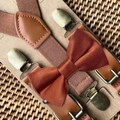 Terracotta Bow Tie and Suspenders Set, Cedar Rose Wedding, Ring Bearer Outfit