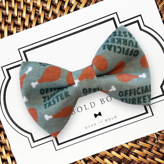 Thanksgiving Dog Bow Tie, Cat Bowtie with Turkeys, Official Turkey Taster