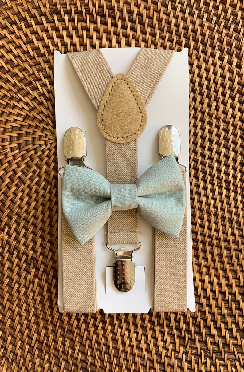 Sage Green Bow Tie & Suspenders Beach Wedding Green Bow Tie Etsy