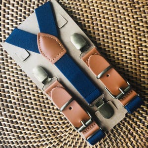 Leather Suspenders, Navy Suspenders, Buckle Suspenders, Ring Bearer Outfit, Wedding Suspenders, Groomsmen Suspenders, Mens Suspenders