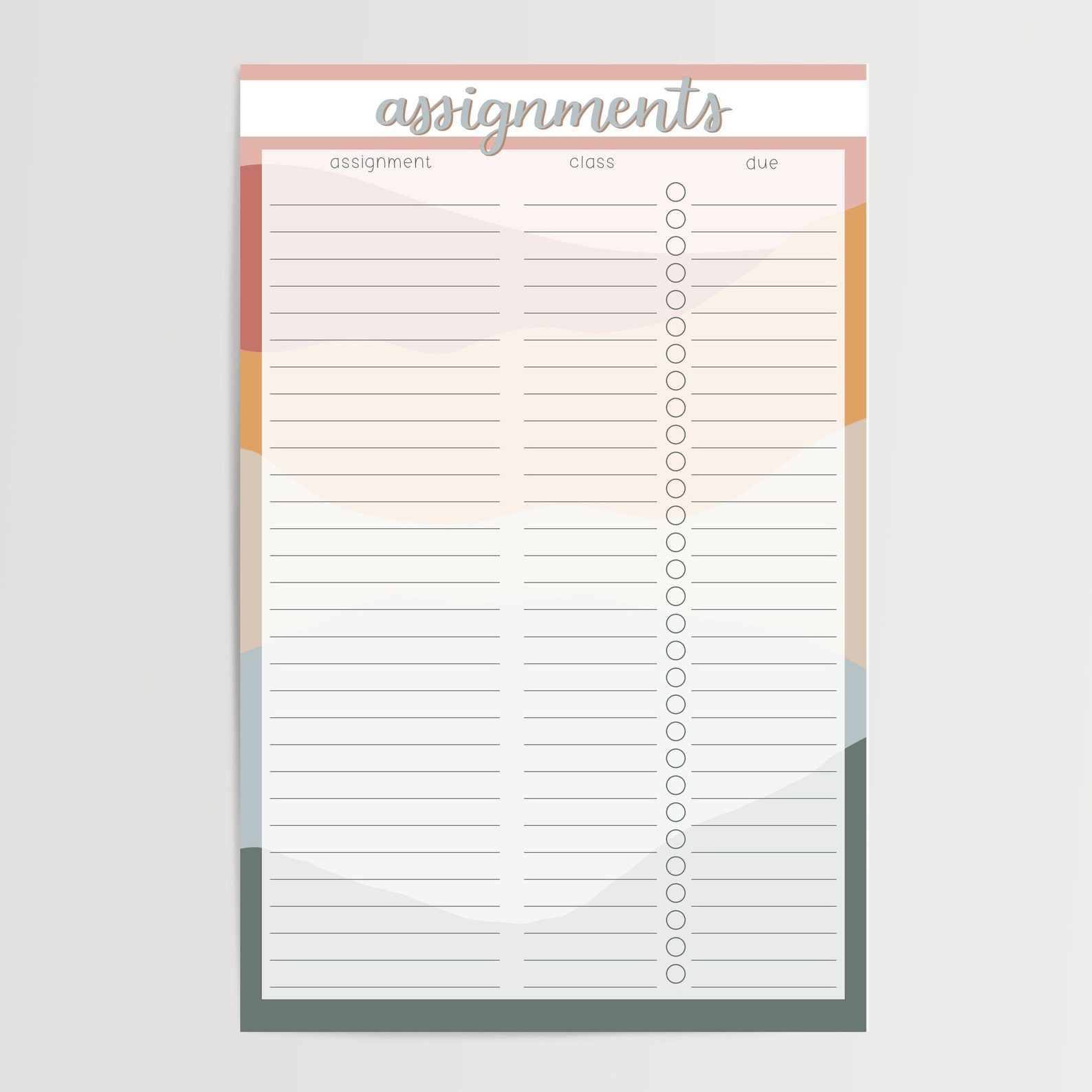 Assignment Notepad Time Management Weekly School Notepad - Etsy
