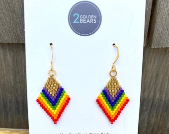 Rainbow Beaded Drop Earrings - LGBT Flag - Gay Pride Jewelry