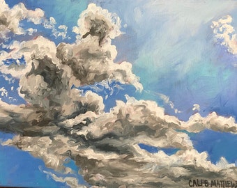 Cloudscape Oil Painting: Sky Study on Canvas