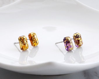 ALOTSS / earring / amber gold purple/ Cool Earring Modern earrings, stud earrings, cute earrings, unique jewelry, gift ideas, dainty jewelry