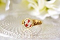 Real Plant Rings Tiny Red Flower ring Cute Boho Jewelry Bohemian Ring Cool Wire wrapping Ring Unique jewelry for garden lover dainty jewelry product logo