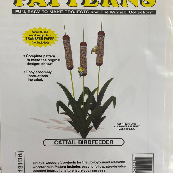 Cattail Birdfeeder Paper Pattern, Woodcraft Pattern, Winfield Collection, W1131BH, Easy 2 Make, Full Size Pattern, Birdfeeder, Cattail