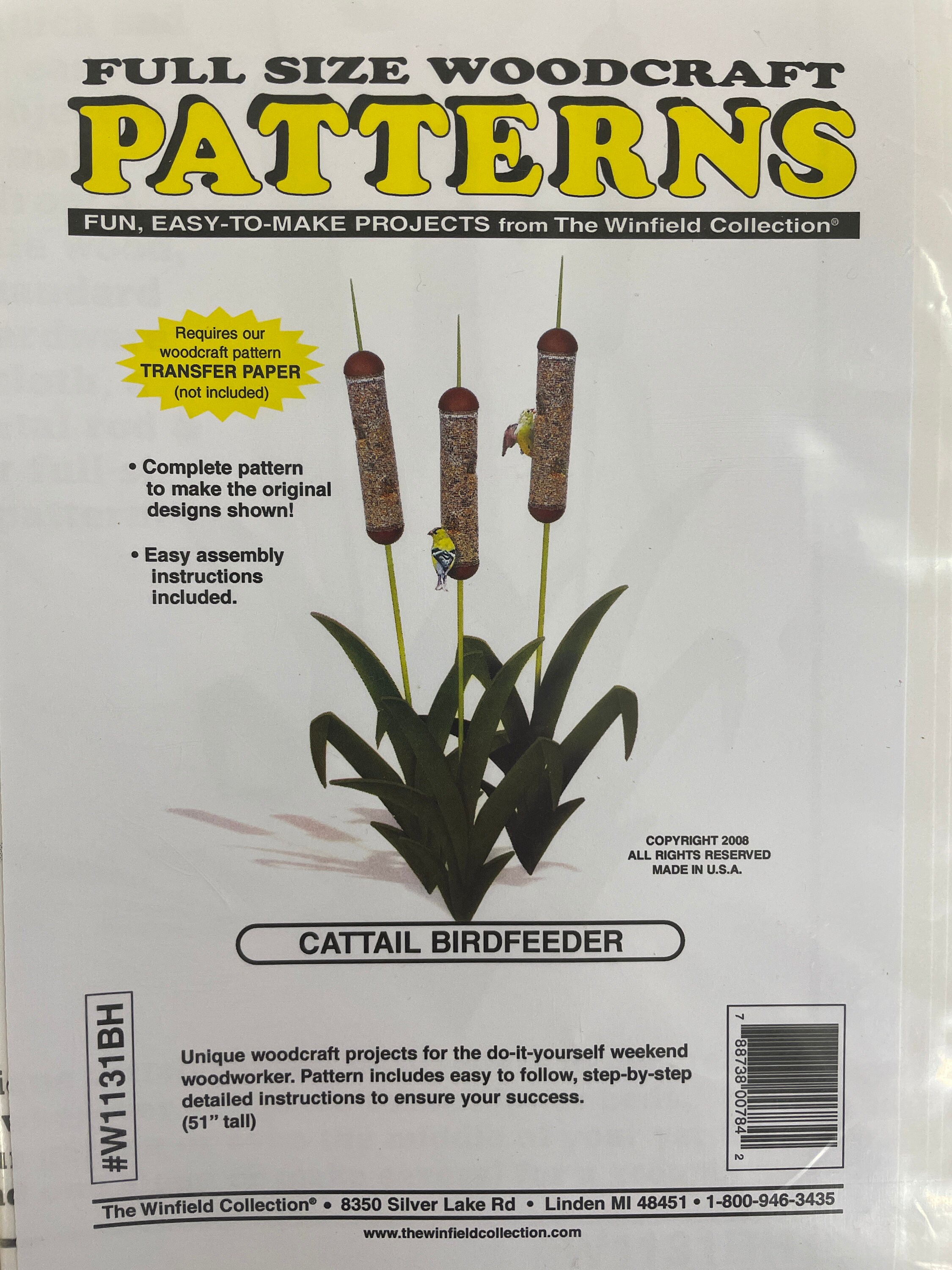 Cattail Birdfeeder Paper Pattern, Woodcraft Pattern, Winfield