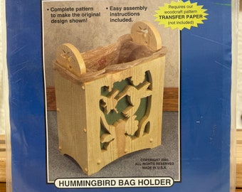 Hummingbird Bag Holder, Paper Pattern, Woodcraft Pattern, Winfield Collection,  D154, EasDy-2-Make, Full Size Pattern, Bag Holding trash can