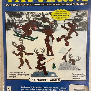 Reindeer Games Paper Pattern, Woodcraft Pattern, Winfield Collection, CYD147, Easy 2 Make, Full Size Pattern, Christmas Yard Art