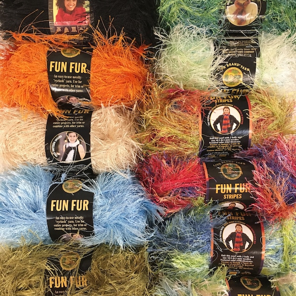 Buyer's Choice,  Lion Brand Yarn, Fun Fur, 1.75 oz. Eyelash Yarn, Novelty Yarn, 100% polyester eyelash yarn, Made in Italy, Fun Fur Yarn