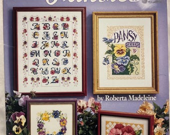 Pansies Counted Cross Stitch book by American School of Needlework (3659), Vintage