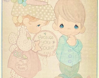 Vintage Precious Moments Counted Cross Stitch Pattern, Because You Count