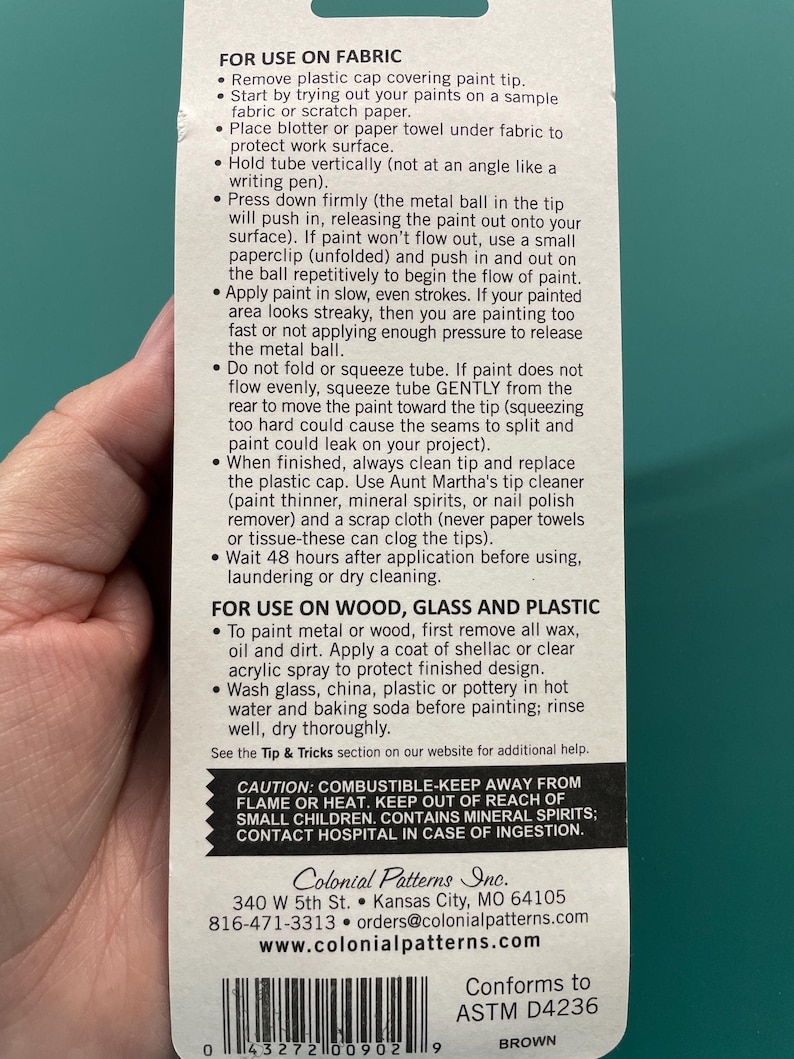 Aunt Martha's Ballpoint Fabric Paint Tube: Liquid Embroidery, Oil-Based image 2