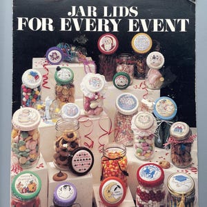 Jar Lids For Every Event, 682, Leisure Arts, 1988, Counted Cross Stitch, Vintage but new, Holidays, Get Well, Best Wishes, Ghost, Graduation