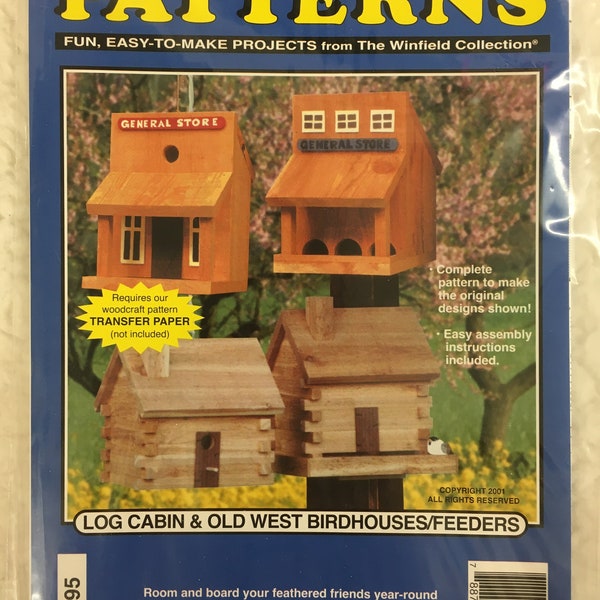 New Log Cabin & Old West Birdhouses/Feeders Paper Pattern, Woodcraft Pattern, Winfield Collection, BH95, Easy Made, Woodcraft Project, DIY