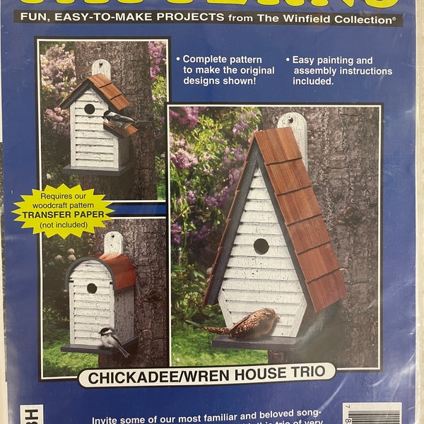 Chickadee/Wren House Trio Paper Pattern, Woodcraft Pattern, Winfield Collection, W1101BH, Easy 2 Make, Full Size Pattern, Birdhouse, Wren