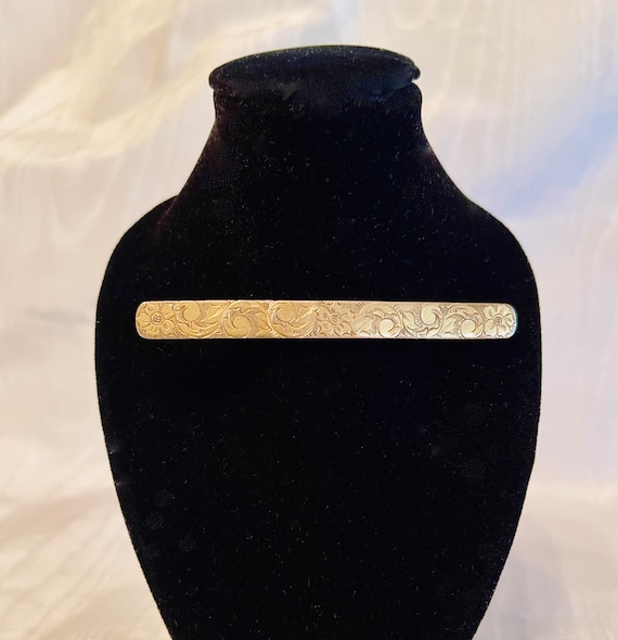 Victorian Gold Filled Bar Pin Ornately Engraved