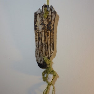 Green - Trees - Wall Hanging - Home Decor - Found Objects - Driftwood - Rocks - Macrame Wall Hanging - Woodburning Art