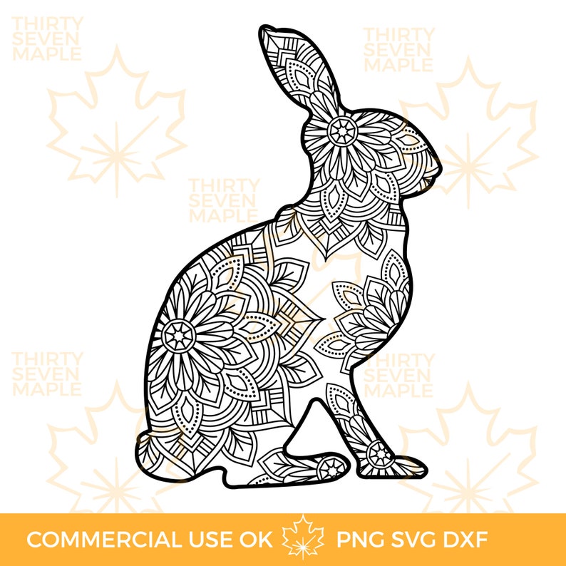 Rabbit mandala SVG Bunny standing svg Silhouette Farm ...